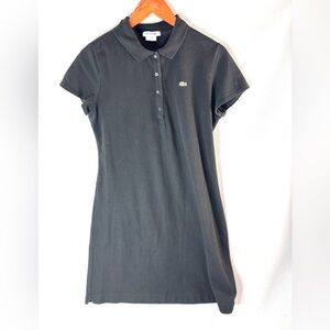 Lacoste 44 12 Preppy Knit  Polo Shirt Black Mini Dress